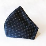 Bauwoll Mundschutzmaske dunkelblau mit Punkten